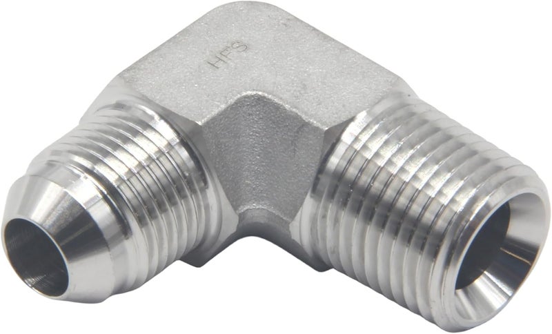 HFS (R) 1/2" Male NPT to 1/2" Male JIC Elbow 90° Flare Pipe Fitting 304 Stainless Steel (1/2" MNPT x 1/2" MJIC) - Image 2